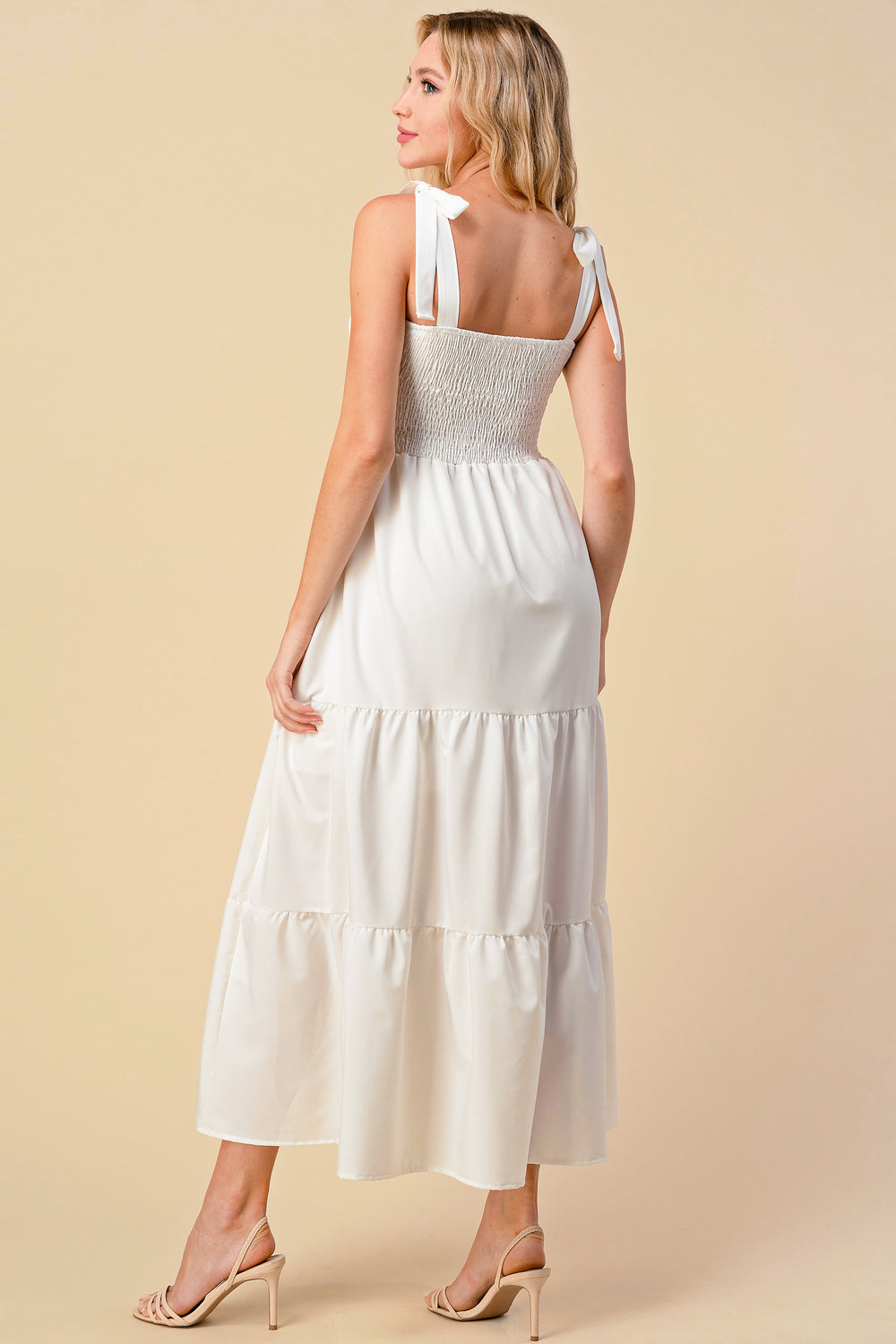 ミストレアス Sheer Shiny Gather Tiered Dress Crushed Silk Tiered Dress | EILEEN FISHER
